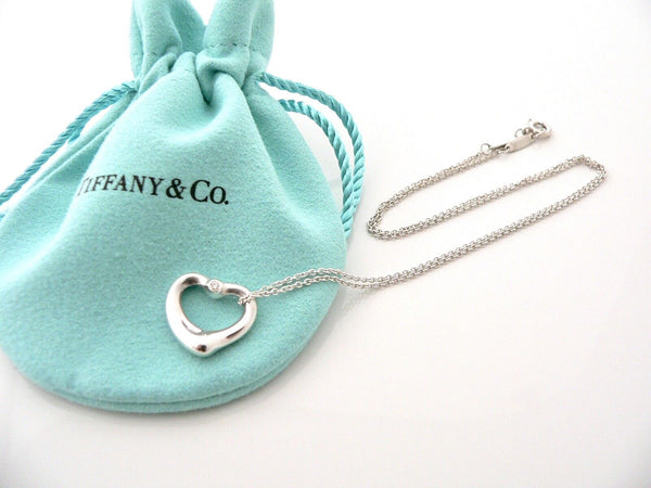 Tiffany & Co Diamond Heart Necklace Silver Peretti Pendant Charm Love Gift Pouch