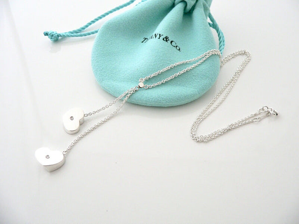 Tiffany & Co Diamond Modern Heart Dangle Necklace Pendant Charm Chain Pouch Love