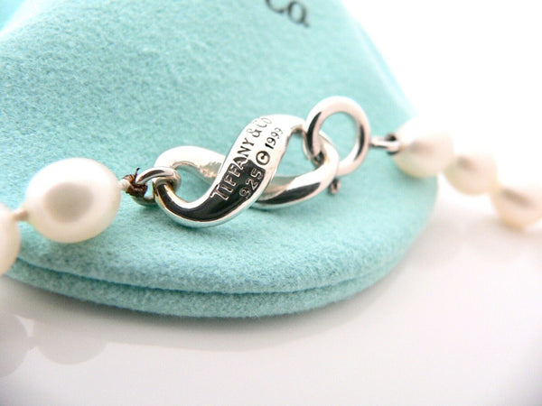 Tiffany & Co Pearl Necklace Strand Infinity Charm Pendant Chain Love Gift Pouch