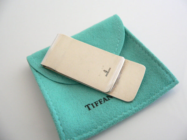 Tiffany & Co Silver Textured Money Clip Holder Rare Gift Pouch Engravable Love