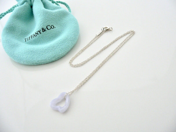 Tiffany & Co Blue Lace Agate Necklace Pendant Charm Chain Silver Gift Pouch Love