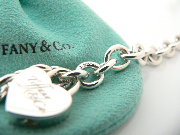 Tiffany & Co Notes Heart Padlock Bracelet Bangle Charm 7.75 In Silver Gift Love