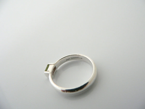 Tiffany & Co Silver Peridot Green Gemstone Ring Stacking Band Sz 6.25 Gift Love