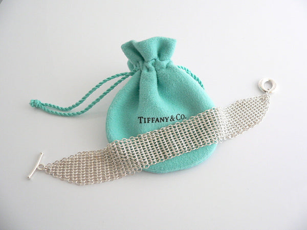 Tiffany & Co Silver Peretti Sevillana Circle Mesh Bracelet Bangle Gift Pouch