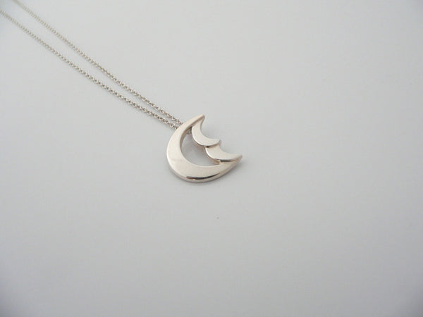 Tiffany & Co Silver Picasso Moon Necklace Pendant Charm 17.75 Inch Chain Gift