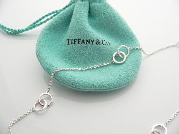 Tiffany & Co Silver 1837 Interlocking Circles Necklace Chain Gift Pouch Love Art