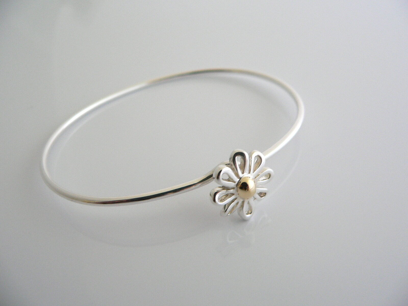 Tiffany & Co Silver Gold Daisy Bangle Bracelet Nature Flower Garden Lover Gift