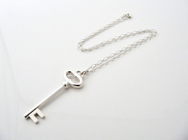 Tiffany Co Key Necklace Vintage Oval Key Charm Pendant 18 inch Chain Love Gift T and Co