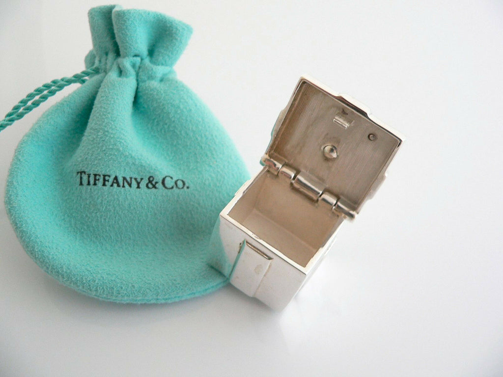 Tiffany & Co Silver Gift Box Pill Box Case Ribbon Bow Signature Pouch