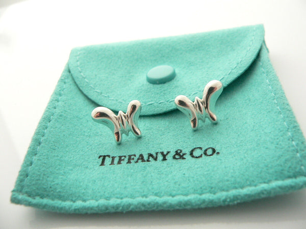 Tiffany & Co Silver Peretti Butterfly Earrings Nature Stencil Studs Gift Love