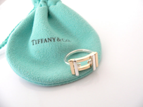 Tiffany & Co Frank Gehry Axis Ring Silver 18K Gold Band Sz 6 Gift Pouch Love Art
