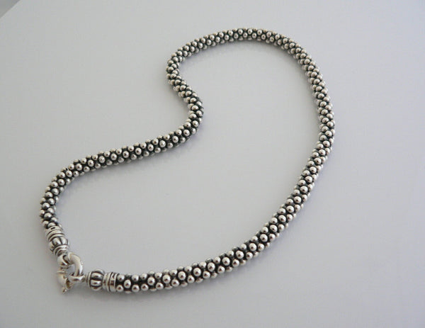 Lagos Caviar Silver Multi Bead Link Necklace Pendant Hook Chain Heavy Gift Love