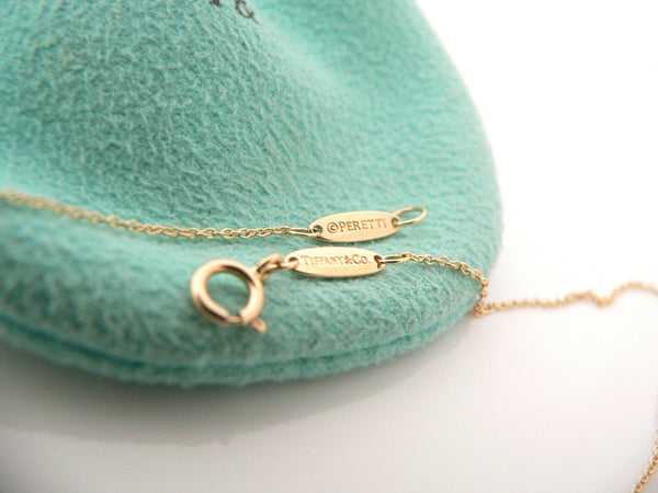 Tiffany & Co Peretti 18K Gold Jade Gemstone Heart Necklace Pendant Charm Chain