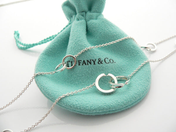 Tiffany & Co Silver 1837 Interlocking Circles Necklace Chain Gift Pouch Love Art