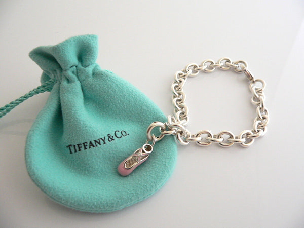 Tiffany & Co Bracelet Diamond Pink Enamel Ballet Slipper Shoe Bangle Silver Gift