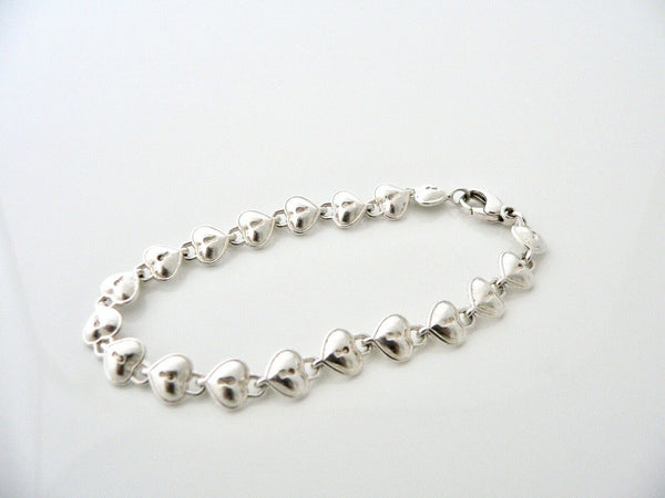 Tiffany & Co Heart Key Hole Link Links Bracelet Bangle Chain Silver 7.5 Inch Art