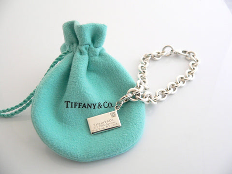 Tiffany & Co Silver Diamond Envelope Bracelet Charm Pendant Bangle 7.9 Inch Gift