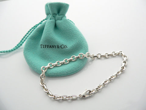 Tiffany & Co Donut Bracelet Bangle Chain Link 8.5 Inch Longer Silver Gift Pouch