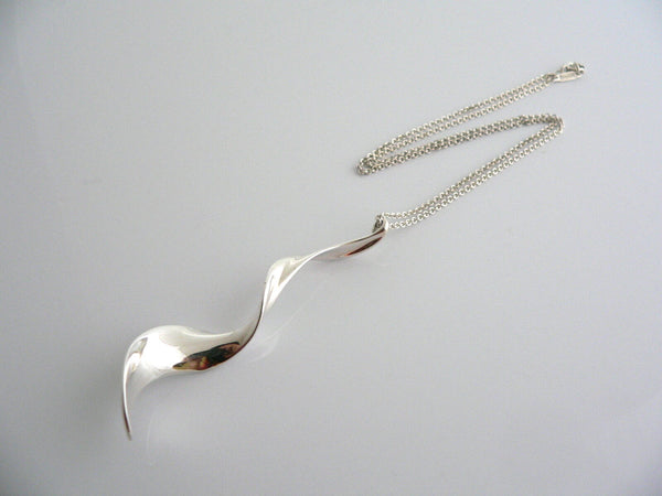 Tiffany & Co Silver Large Gehry Orchid Necklace Pendant Chain Nature Flower Gift