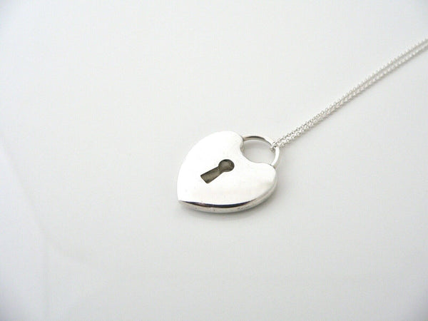 Tiffany & Co Silver Heart Key Hole Necklace Pendant 18 Inch Chain Gift Love Rare