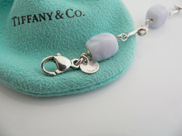 Tiffany & Co Silver Blue Chalcedony Bracelet Bangle Gemstone Gift Pouch Love