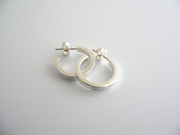 Tiffany & Co Silver 1837 Thin Hoop Earrings Rare Gift Love