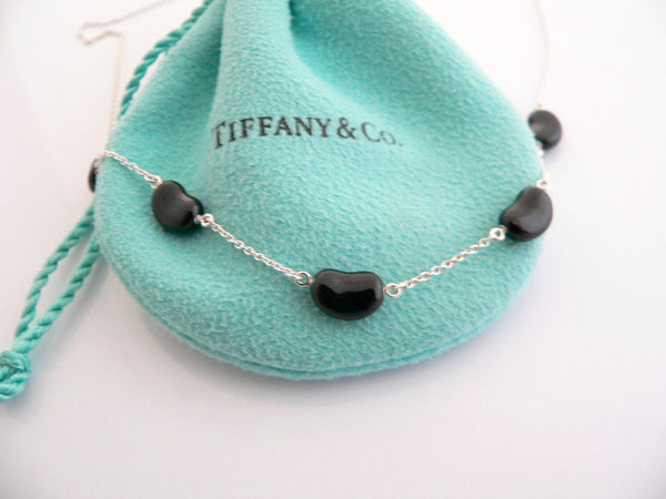 Tiffany & Co Peretti Jade Bean Necklace Black Pendant Charm Chain Love Gift Cool