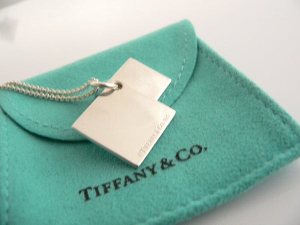 Tiffany & Co Silver Double Squares Necklace Pendant 18 Inch Chain Gift Pouch