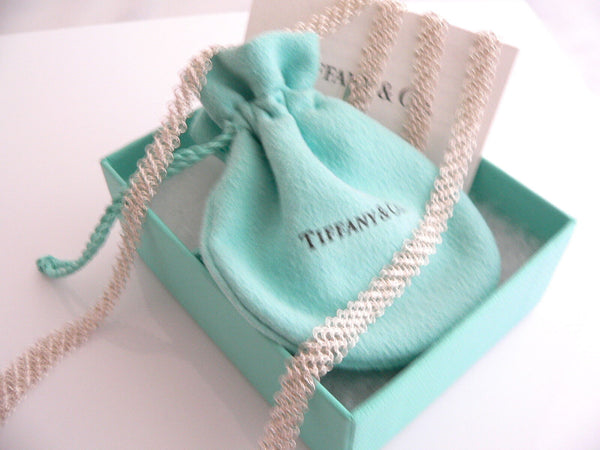 Tiffany & Co Silver Peretti Mesh Bib Necklace 25.75 inch Chain Love Gift Pouch