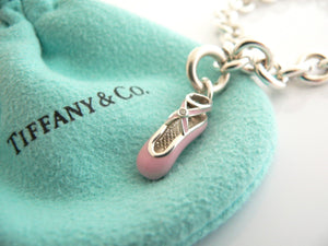 Tiffany & Co Bracelet Diamond Pink Enamel Ballet Slipper Shoe Bangle Silver Gift