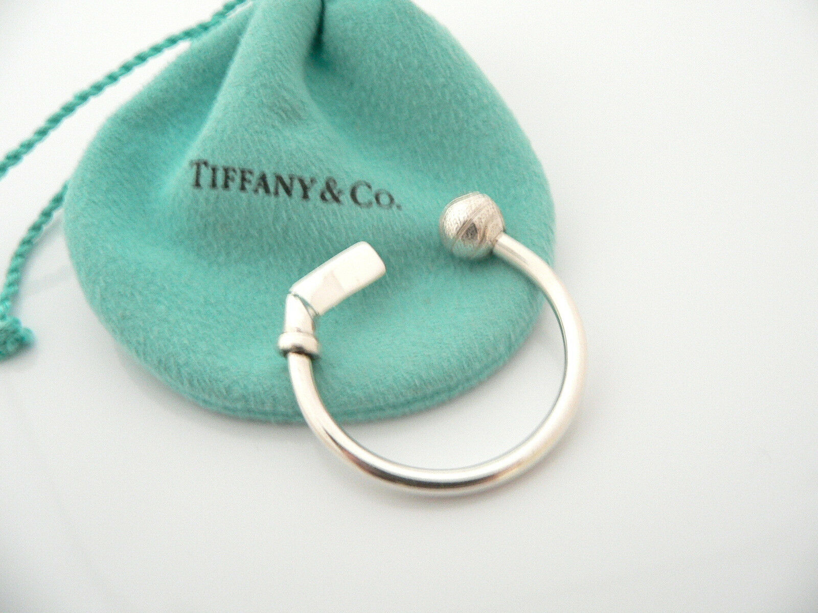 Tiffany & Co Silver Basketball Ball Key Ring Keychain Sports Lover Gift Pouch