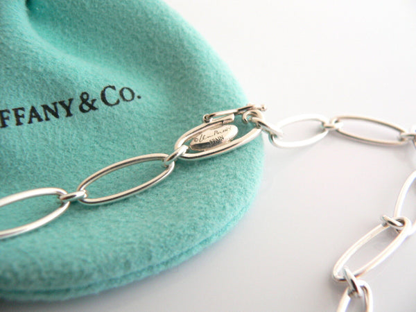 Tiffany & Co Peretti Silver Open Heart Link Necklace Pendant Charm Gift Pouch
