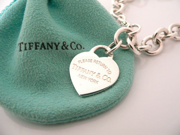 Tiffany & Co Silver Return to Tiffany Heart Tag Bracelet Bangle 8.5 Inch Longer