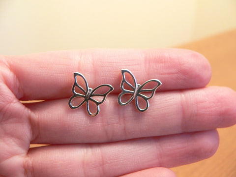 Tiffany & Co Silver Butterfly Earrings Studs Stencil Gift Nature Lover Rare