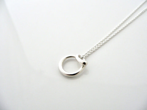 Tiffany & Co Silver Peretti Alphabet O Necklace Pendant 18 In Chain Medium Size