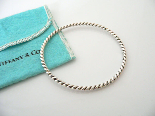 Tiffany & Co Silver Twist Twirl Swirl Bangle Bracelet Gift Pouch Love Statement