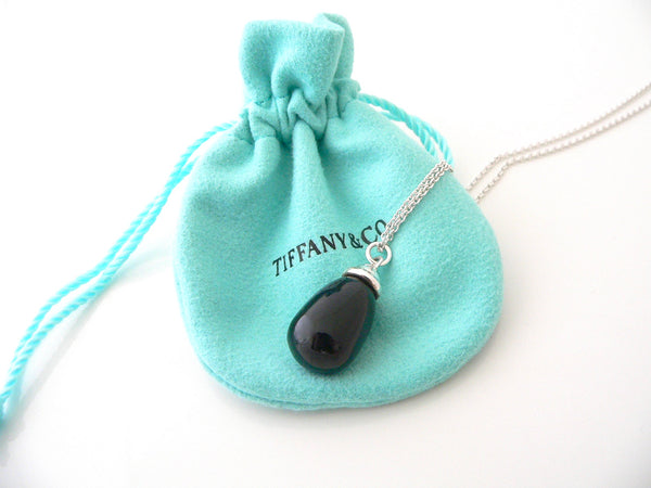 Tiffany & Co Silver Picasso 20 Carat Onyx Necklace Pendant Charm 18 Inch Chain