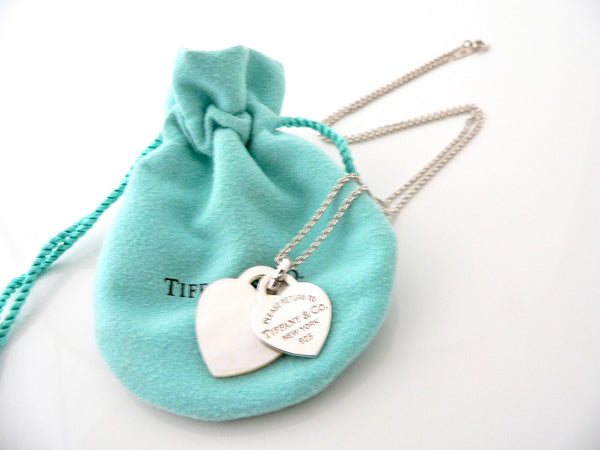 Tiffany & Co Return to Silver Mother of Pearl Heart Necklace Pendant Gift Pouch