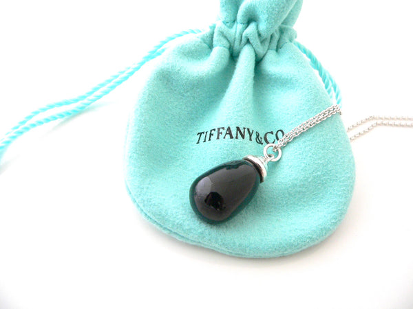 Tiffany & Co Silver Picasso 20 Carat Onyx Necklace Pendant Charm 18 Inch Chain