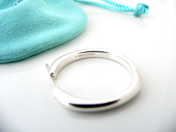 Tiffany & Co Silver Cushion Square Hoop Earrings Large Classic Gift Pouch Love Anniversary Rare