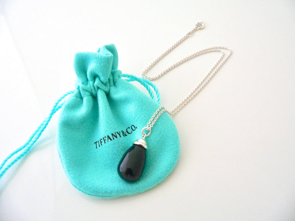 Tiffany & Co Silver Picasso 20 Carat Onyx Necklace Pendant Charm 18 Inch Chain