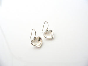 Tiffany & Co Silver Peretti Carved Heart Dangle Dangling Earrings Gift Love Art