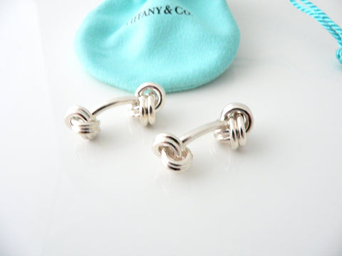 Tiffany & Co Double Knot Cufflinks Cuff Link Silver Jewelry Pouch Man Gift Love