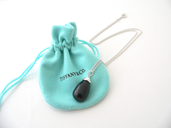 Tiffany & Co Silver Picasso 20 Carat Onyx Necklace Pendant Charm 18 Inch Chain