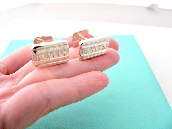 Tiffany & Co Silver Atlas Roman Numeral Cuff Link CuffLinks Cuff Links Gift Love