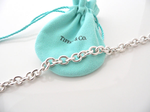 Tiffany & Co Silver Atlas Charm Toggle Circle Necklace Pendant Link Chain Gift