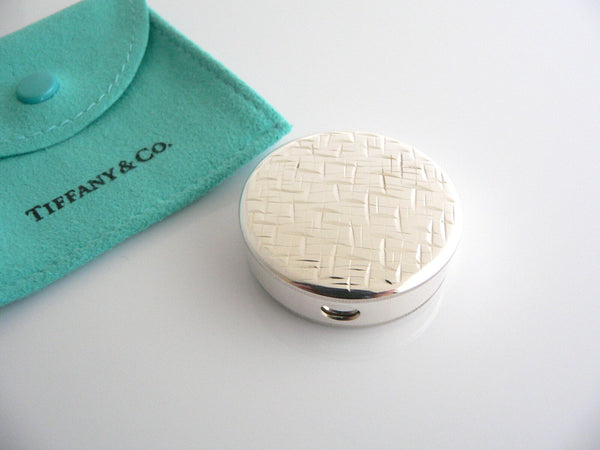Tiffany & Co Silver Circle Weave Pill Box Case Container Gift Pouch