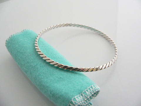 Tiffany & Co Twist Bangle Bracelet Stack Blue Pouch Twirl Line Edge Gift Love
