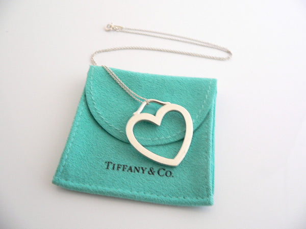 Tiffany & Co Silver Heart Necklace Pendant Charm Chain Gift Pouch Love