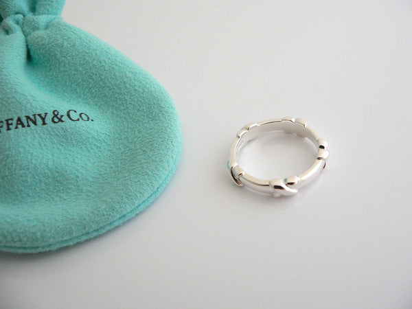 Tiffany & Co Signature X Stacking Ring Band Sz 8.75 Rare Mint Sterling Silver Gift Pouch